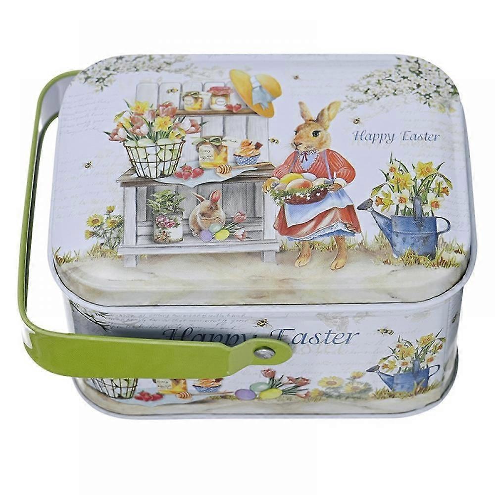 Easter Empty Tinplate Container Easter Gift Box With Handle For Storage Candy Cookie Chocolate Party Supplies