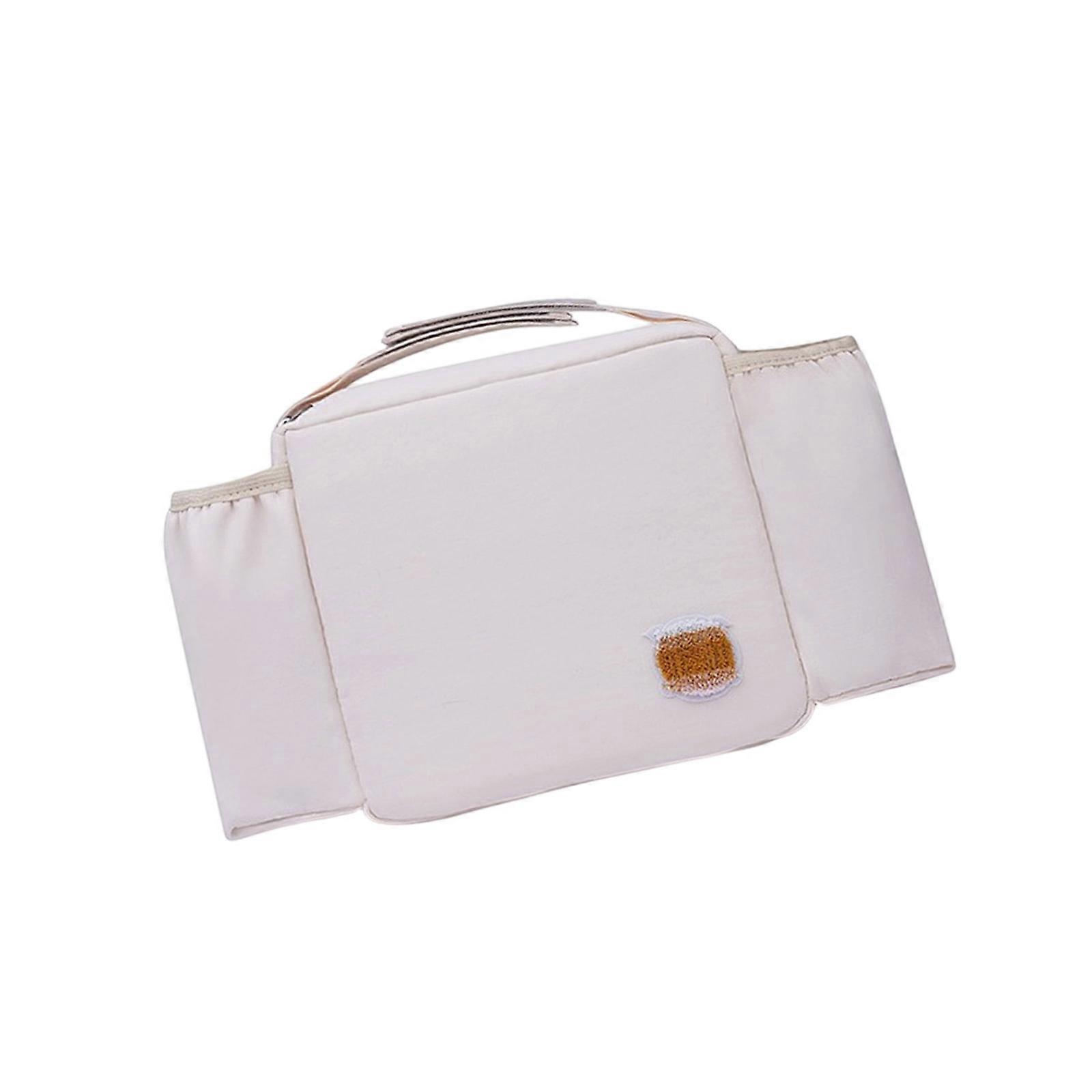 Waterproof Strollers Organizer With Adjustable Straps For Diapers Wipes Bottles Toy Essential Secure for Wheelchairs  White