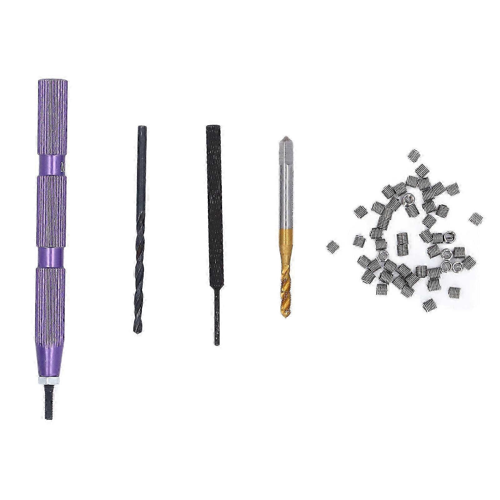 54 Pcs M2.5x0.45x2D Thread Inserts Kit with Drill Bit Tap for Metal Thread Repair