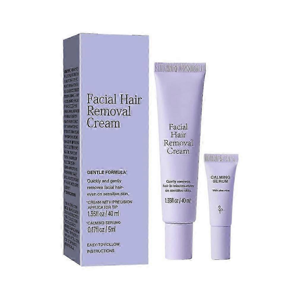 Gezichtsontharingscrème + kalmerend serum, ontharingsepilator crème, kalmerende zachte formule