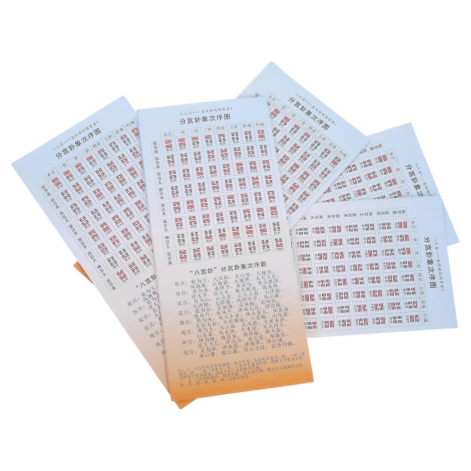 Paper I Ching Manual Featuring Hexagram Guide for Divination 5Pcs