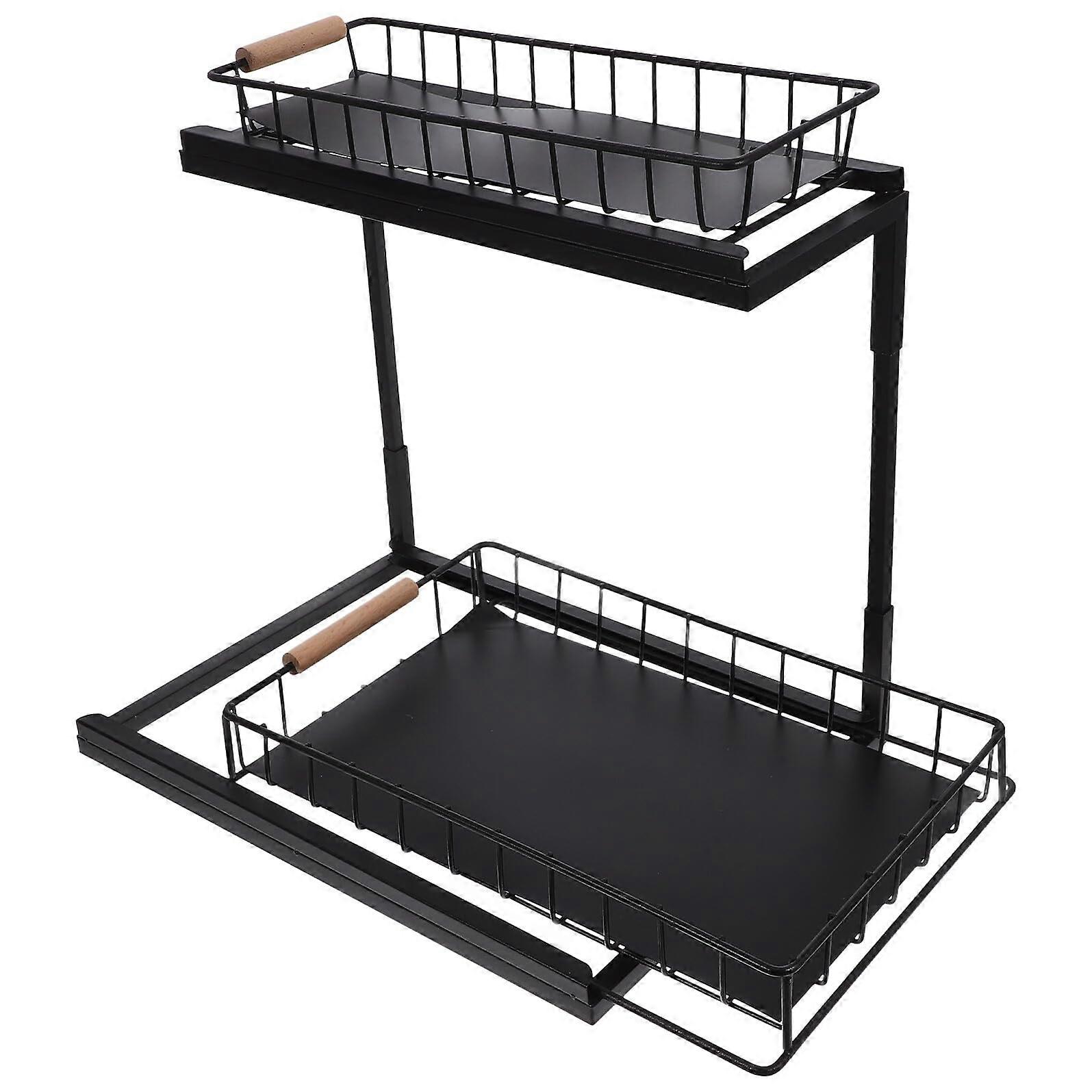 Under Sink Pull Out Organizer with Smooth Slide Spice Rack for Kitchen Cabinet and Bathroom Storage