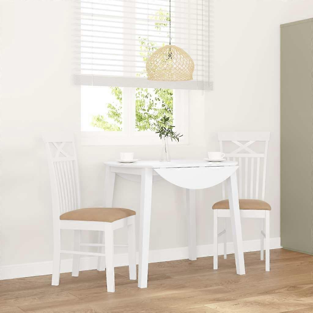 Dining chairs with cushions 2 pcs. White solid wood rubber tree