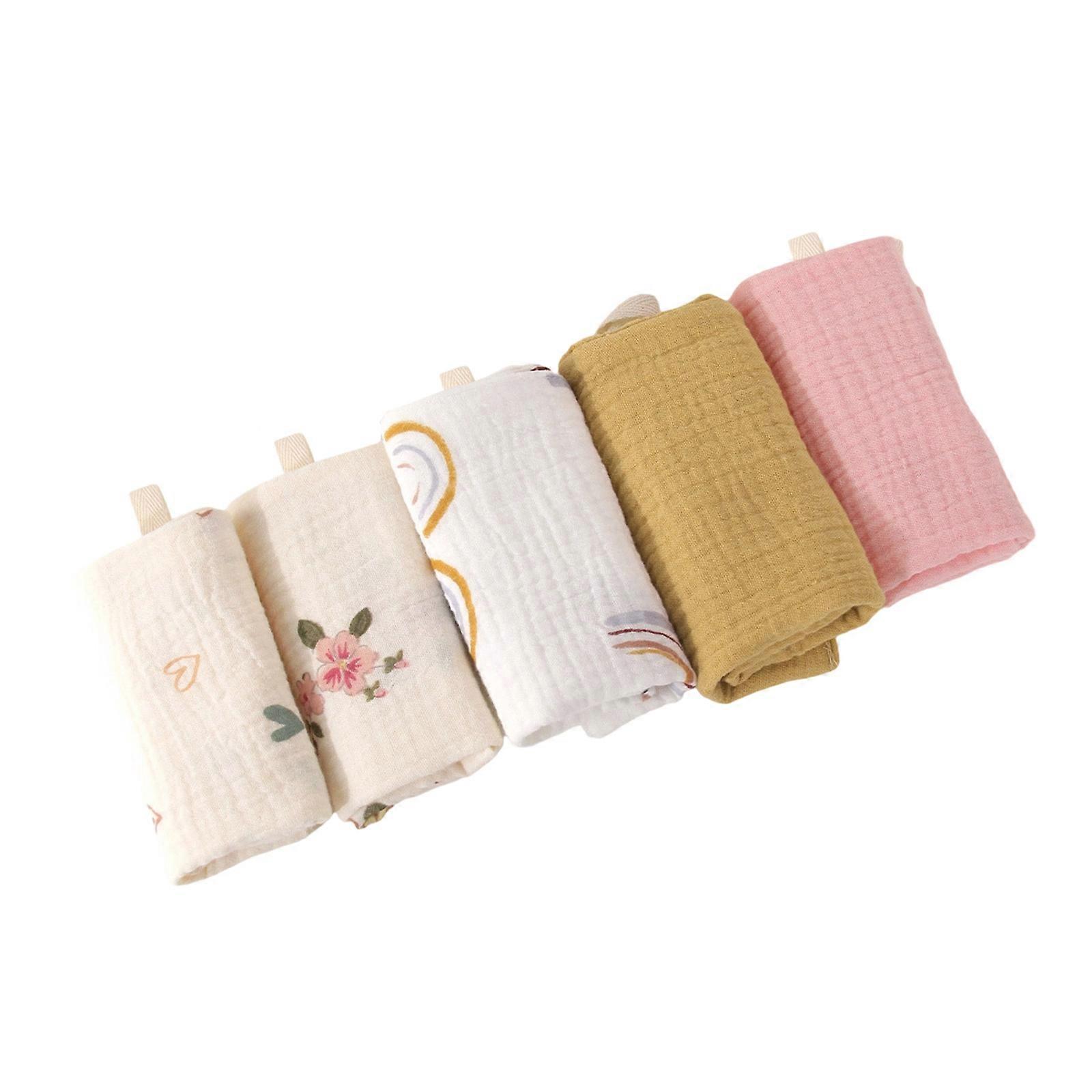 Lot de 5 serviettes de bain pour nouveau-nés en coton doux et confortable, 23 cm, multicolores. Bavoirs multifonctions pour bébé, 23 cm.