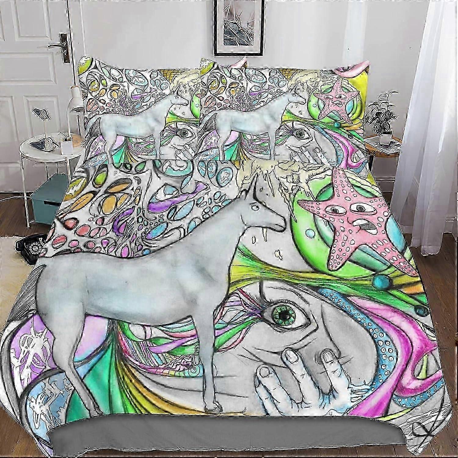 Interessante D inovador Duvet Cover Bedding Set com Zipper Pieces Sets com fronhas de microfibra Capa de edredom para adultos e E 135 * 200 CM