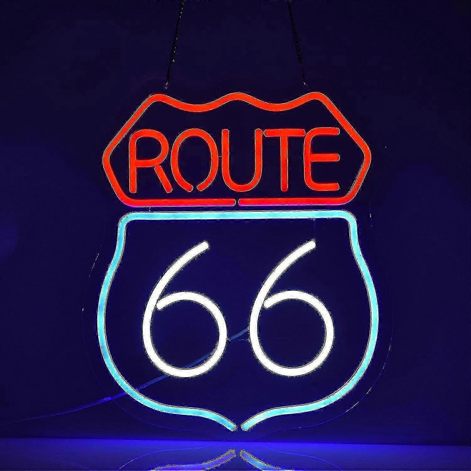 Neon sign for Route 66 beer bar with dimmable LED lights