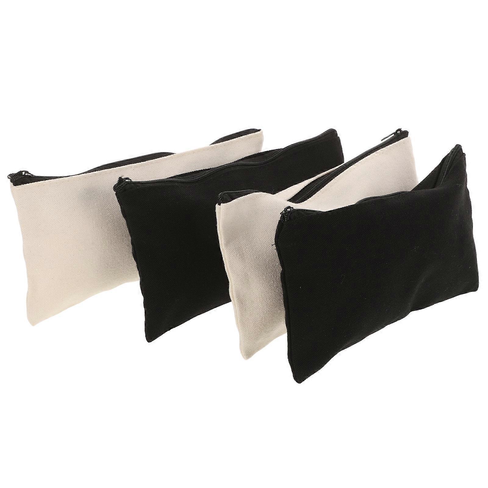 Canvas Zipper Pouch Multi-Function Storage Bag for Stationery 4Pcs