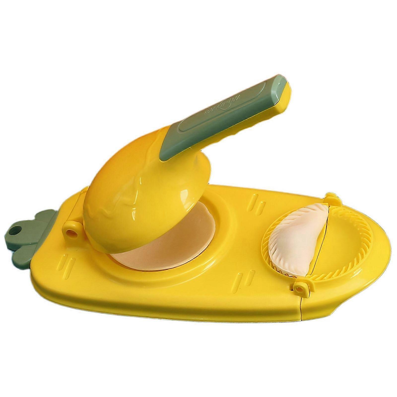 Dumpling Maker Press with Scraper, Decorative Edge, Ergonomic Grip, Yellow, Home Use