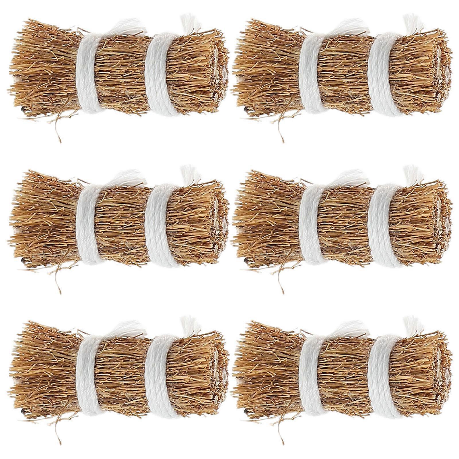 Mini Haystack Decorations for Dollhouse 6Pcs Handcrafted Miniature Hay Bales