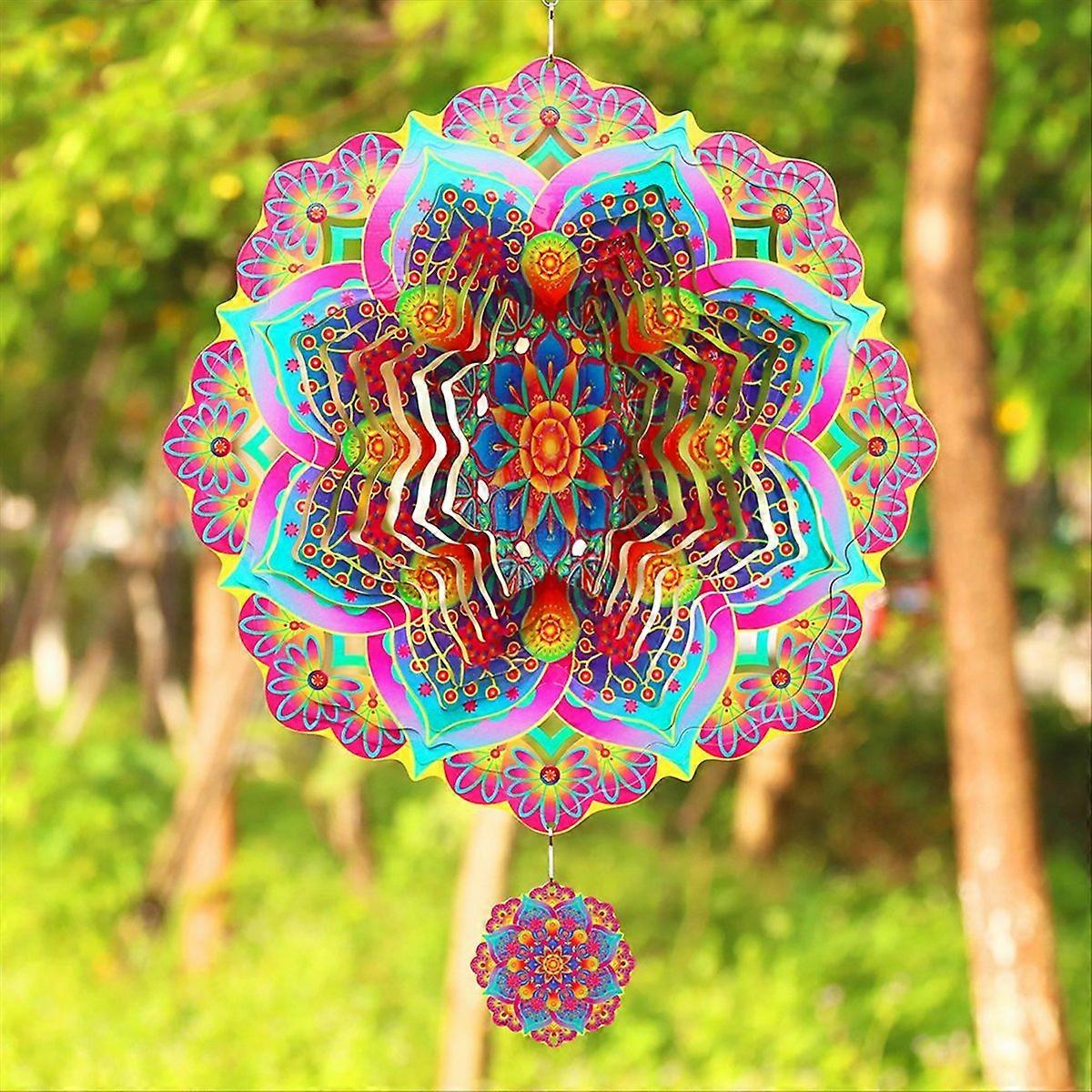 Mandala Wind Spinner Metal 3D Rotating Windchimes Luxury Art
