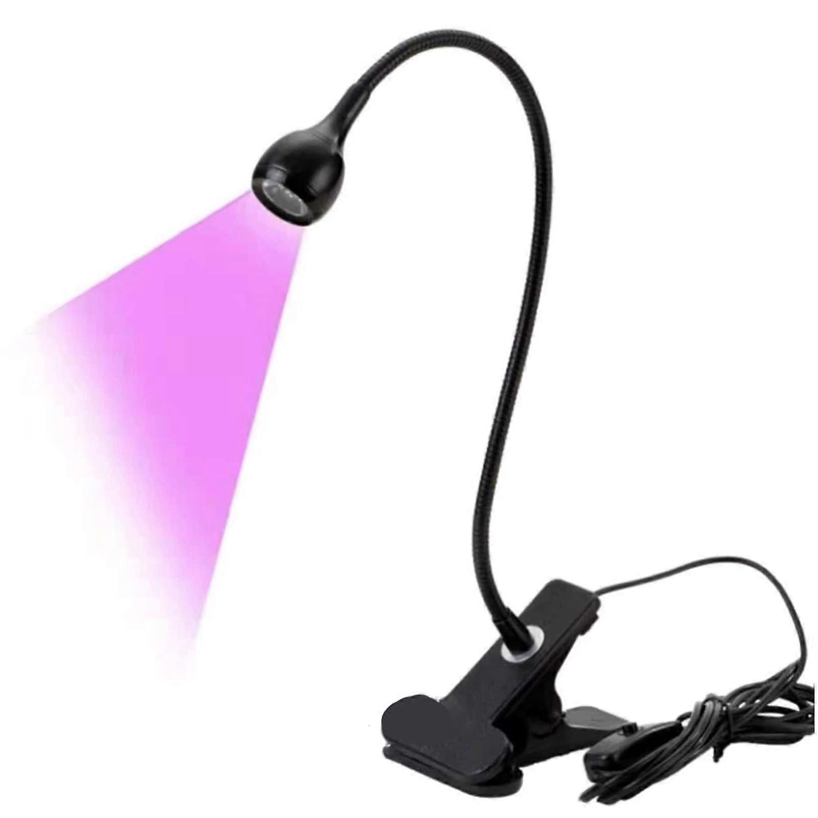UV Nail Lamp 3W USB Powered LED Light with Clamp 360° Adjustable Gooseneck for Gel Nails