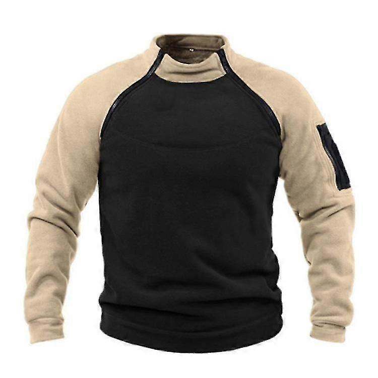 Breathable Outdoor Sweater for Men, Stand-up Collar Tactical Top in Solid Color for Spring