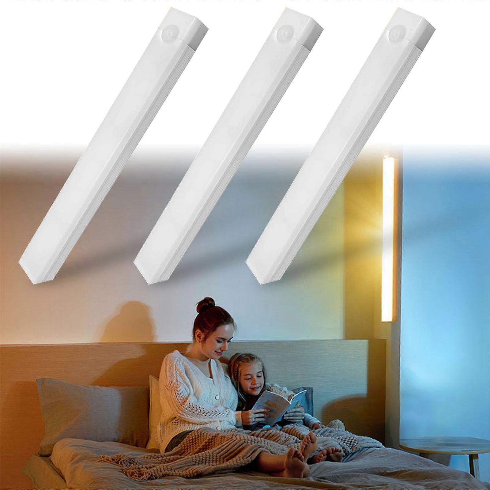 3 Pack LED Motion Sensor Light, Magnetic Rechargeable Cabinet Lamp, Warm Light 30CM Indoor
