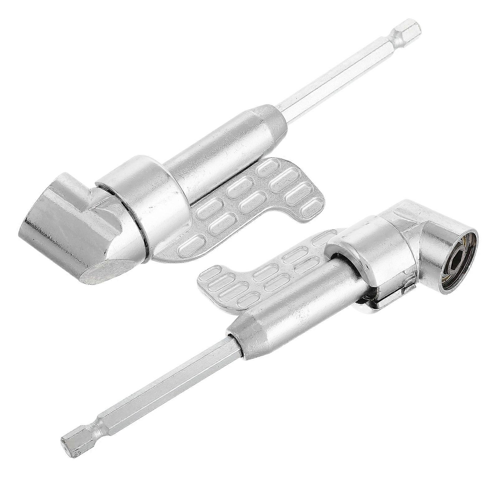 Right Angle Drill Adapter for Screwdriver Electric Tool 2Pcs Silver Metal