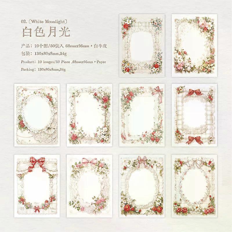 50 Pieces Notebook Spring Series Vintage Base Background Memo Material Record Decoration Paper Hand Decorative Primer