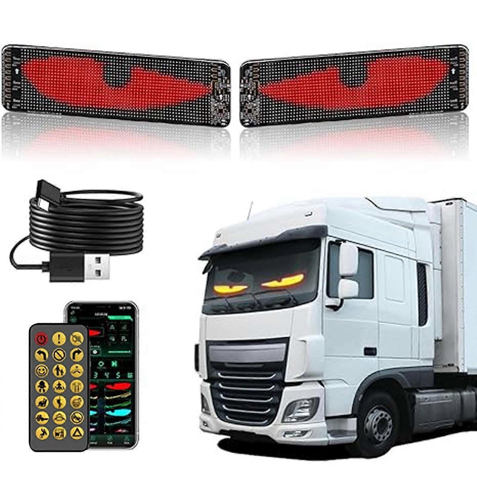 LED Eyes for Truck/Car Windshield, Devil Eyes Light, Thin Flexible LED Display Panel for Back Window, Compatible with Remote