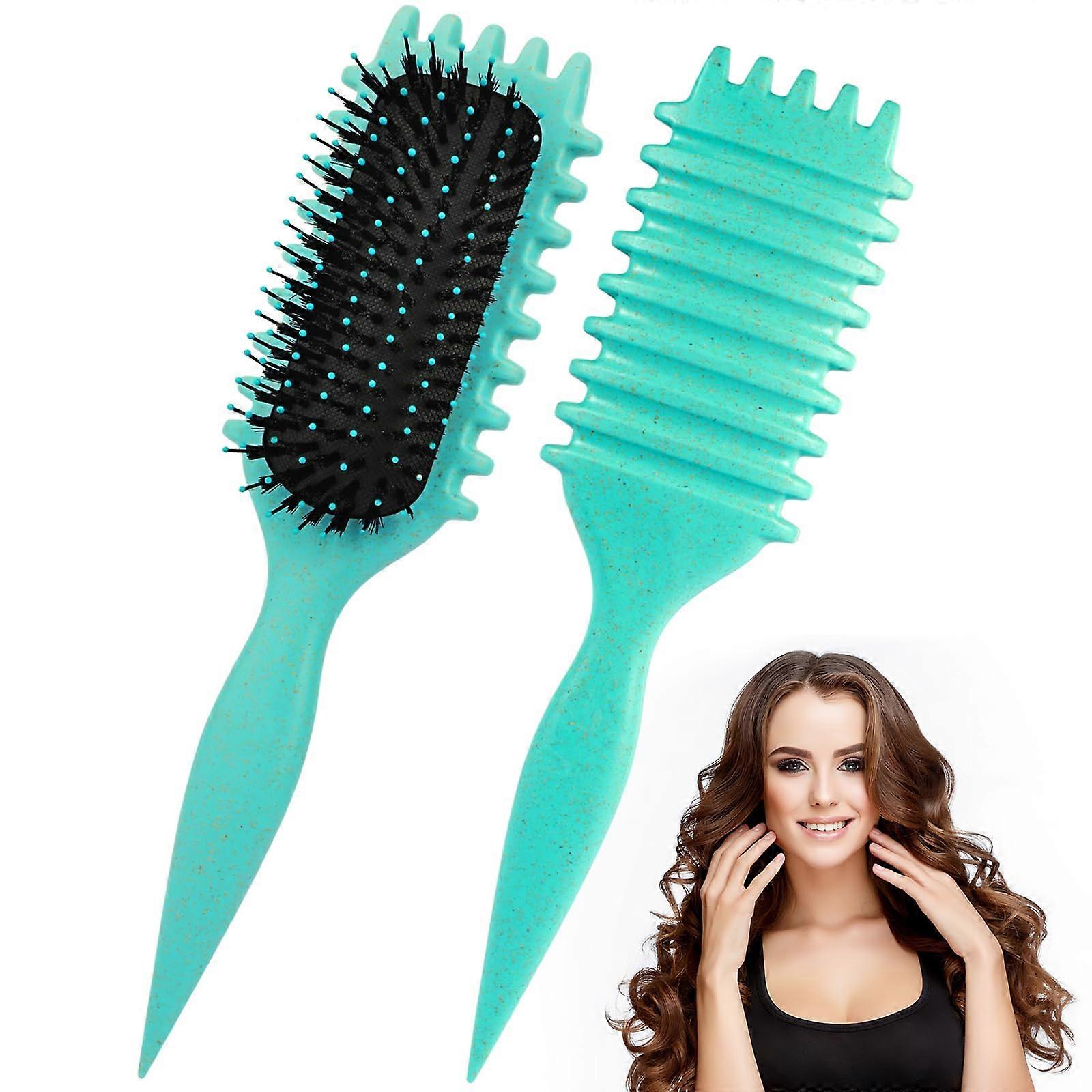Curly Hair Brush and Wide Tooth Comb Set for Gentle Detangling and Curl Definition Wet or Dry