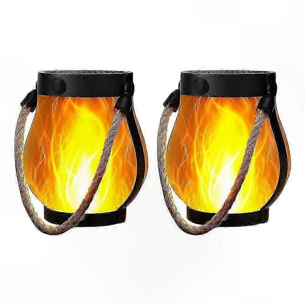 Solar Lantern with Flickering Flame Effect, USB Charging, and Weatherproof Design for Patio