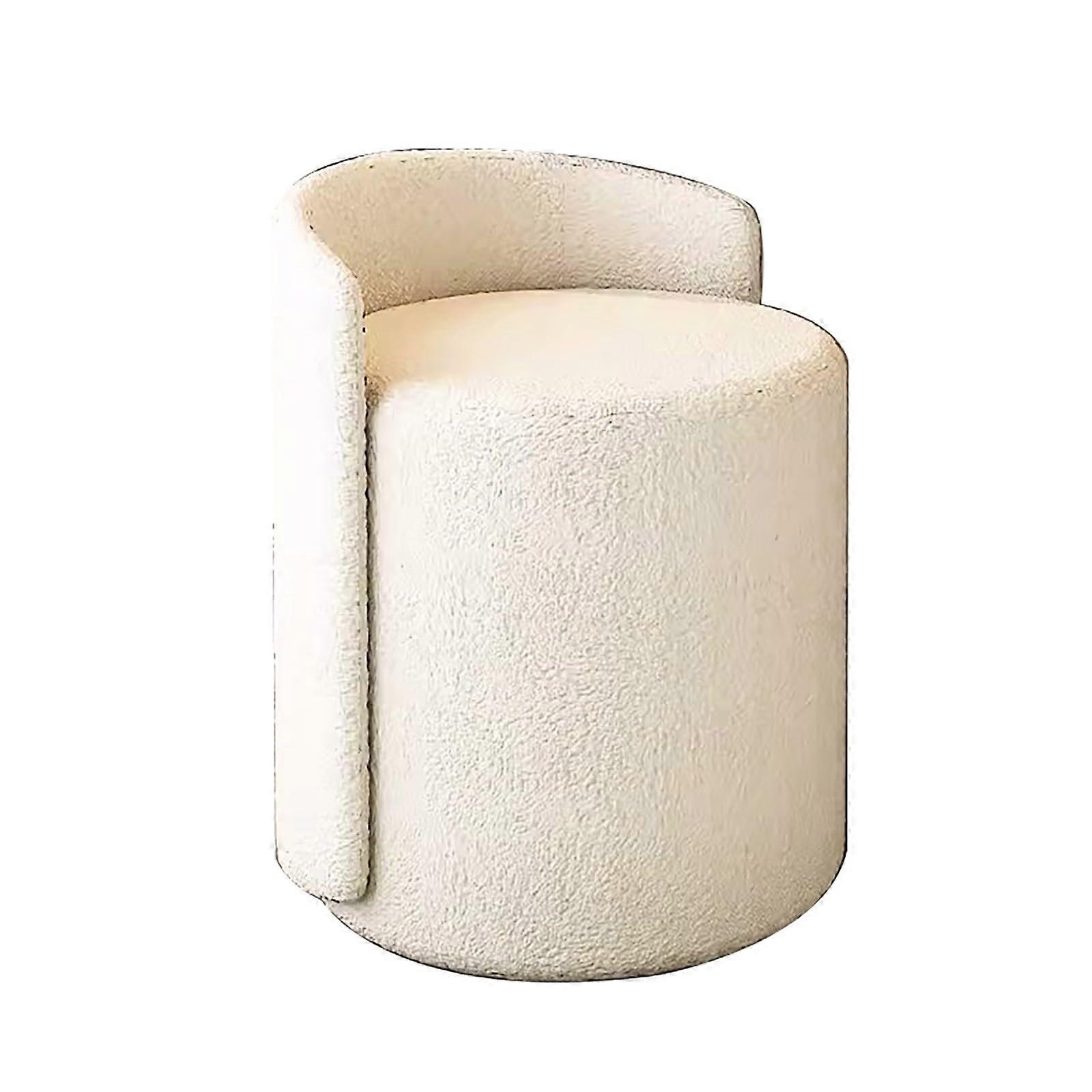 Vanity Chair with 360° Rotation Plush Upholstered Seat Barrel Backrest Sheep Velvet White for Bedroom