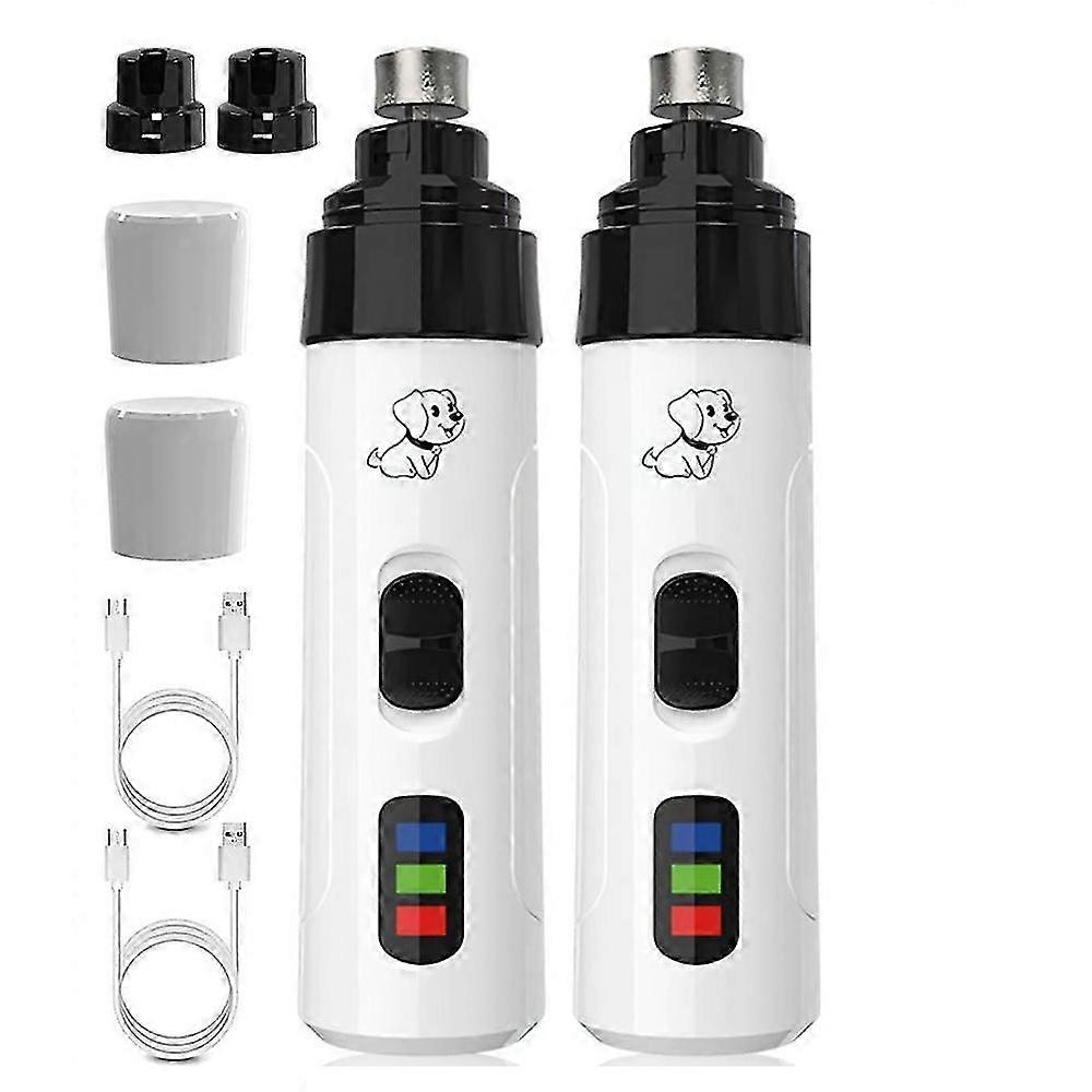 2-Pack Usb Rechargeable Quiet Pet Nail Grinder With Dual Speed