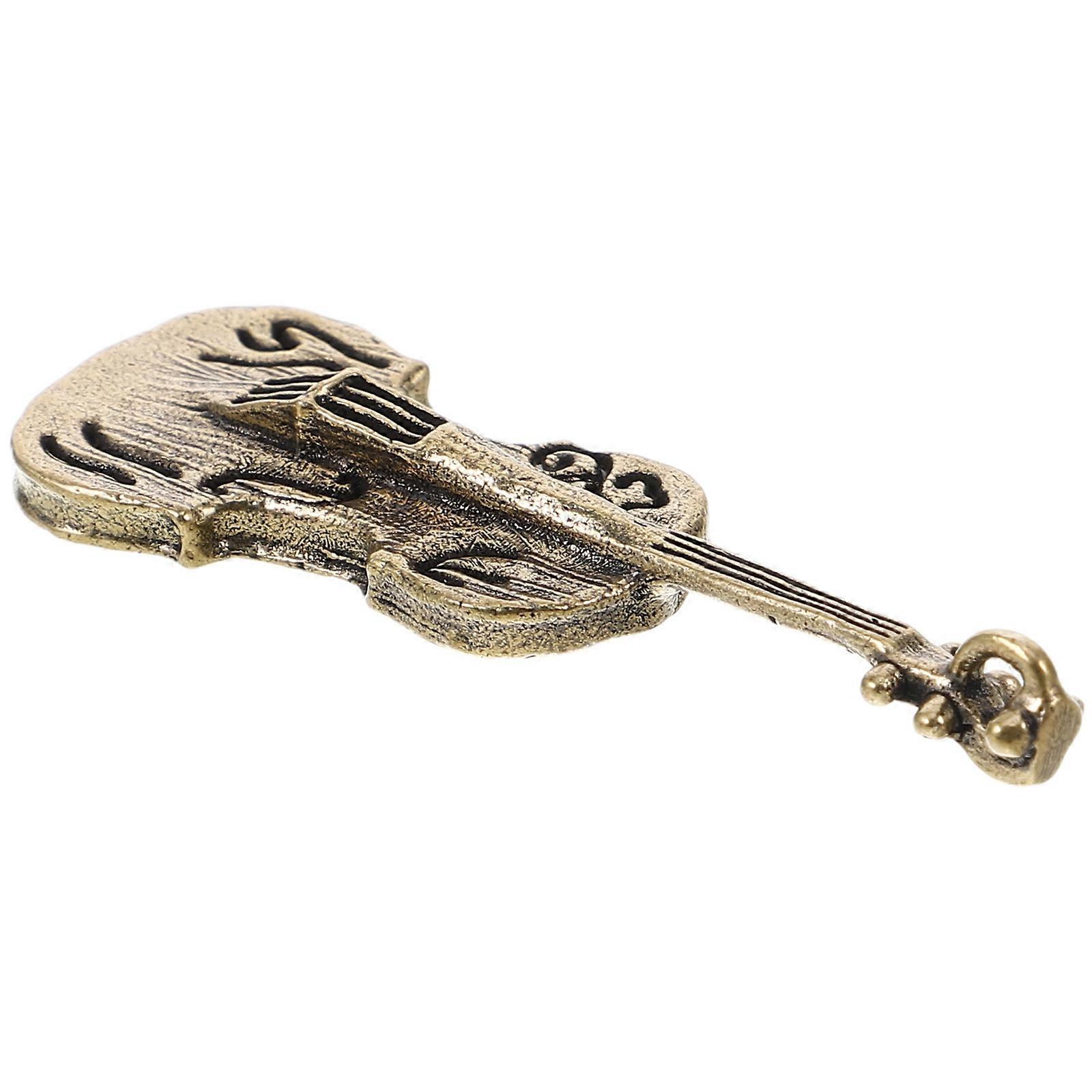 Brown Brass Violin Pendant for Keyring Charm Decorative Accessory