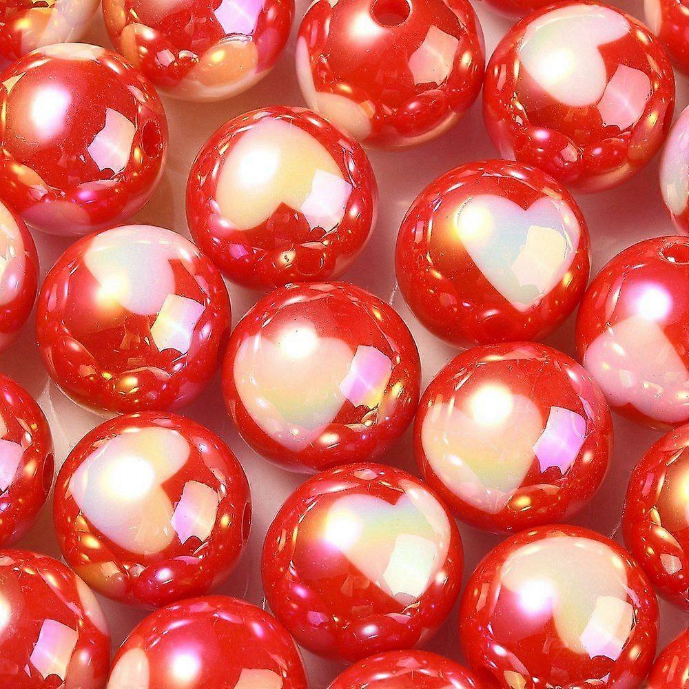 Rainbow Iridescent Acrylic Beads Round Red 16x15mm Hole: 3mm