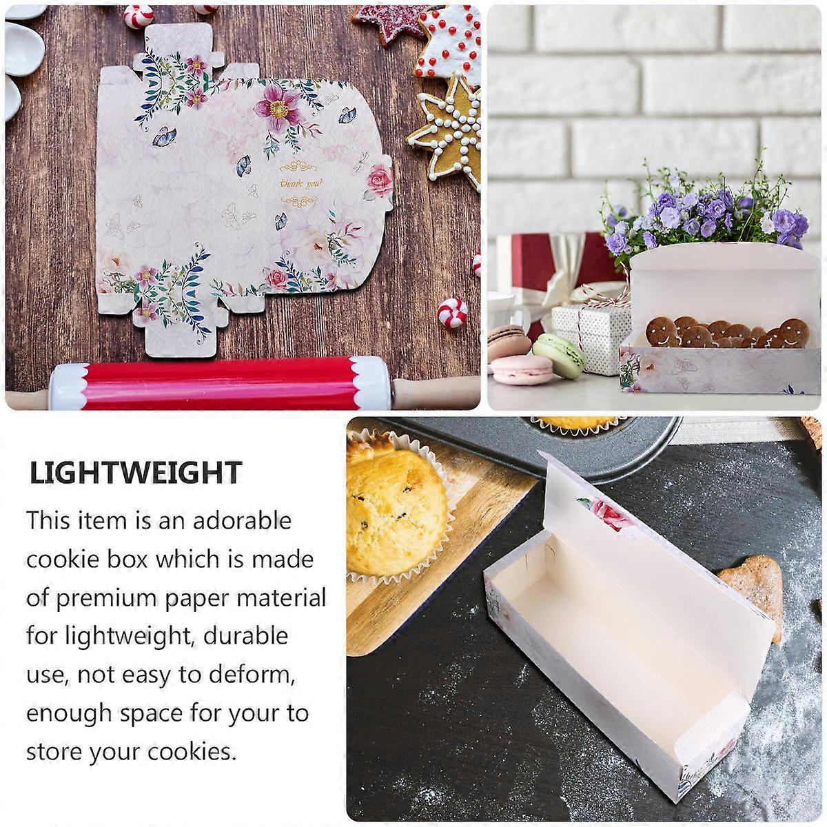 Baking Box for Cookies 20Pcs Purple Floral Design Storage Boxes