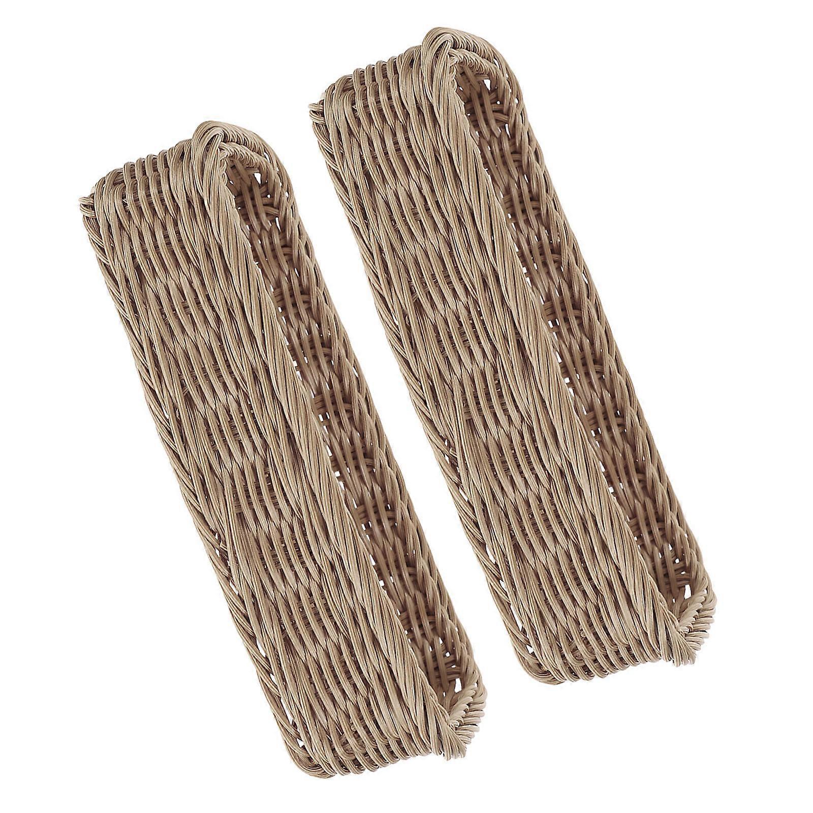 Woven Cutlery Basket Desktop Storage Baskets for Kitchen Use Light Brown 24.5X8X6CM Multi-Function 2Pcs