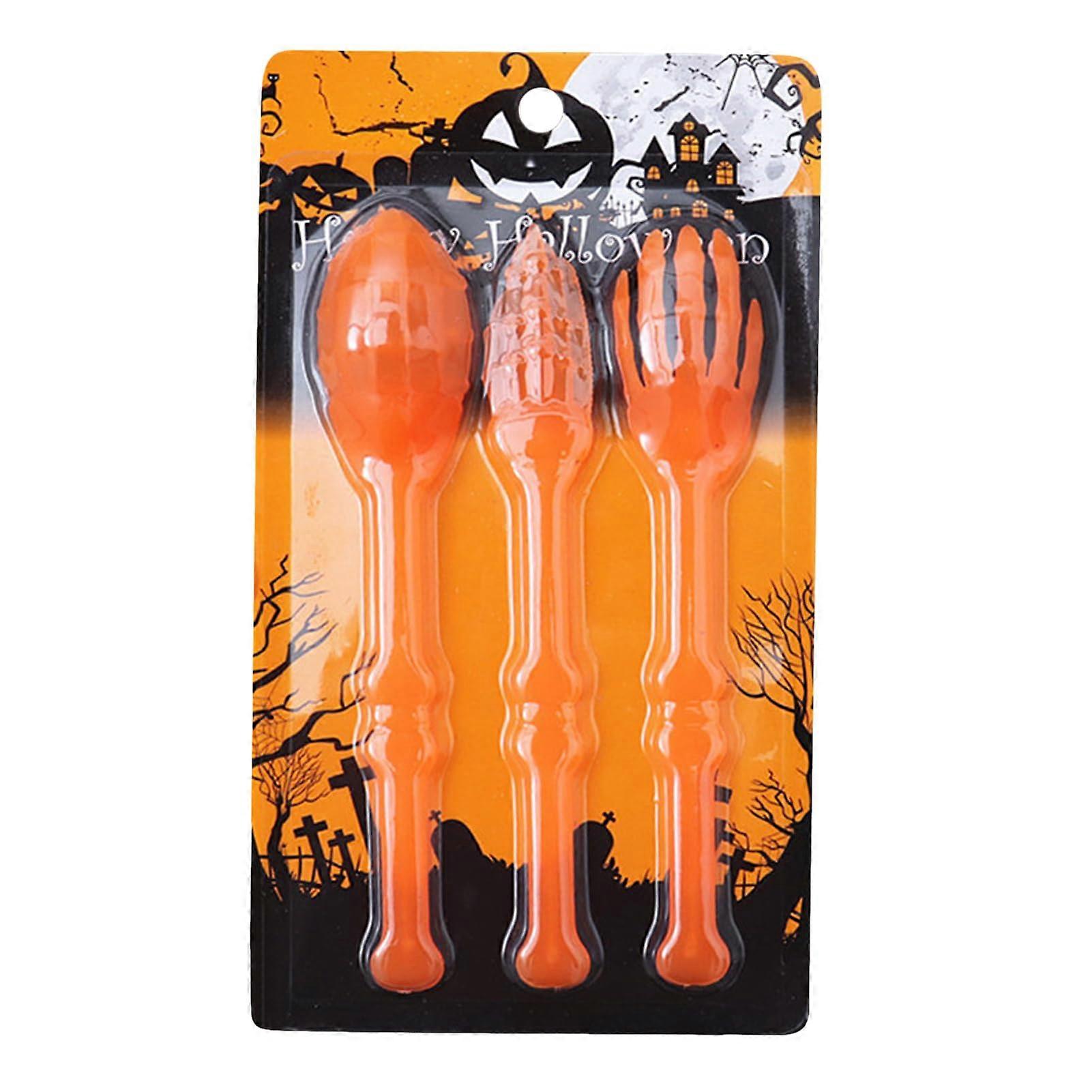 Halloween Tableware Set with Skeleton Hand Design Forks and Spoons for Spooky Party Dining