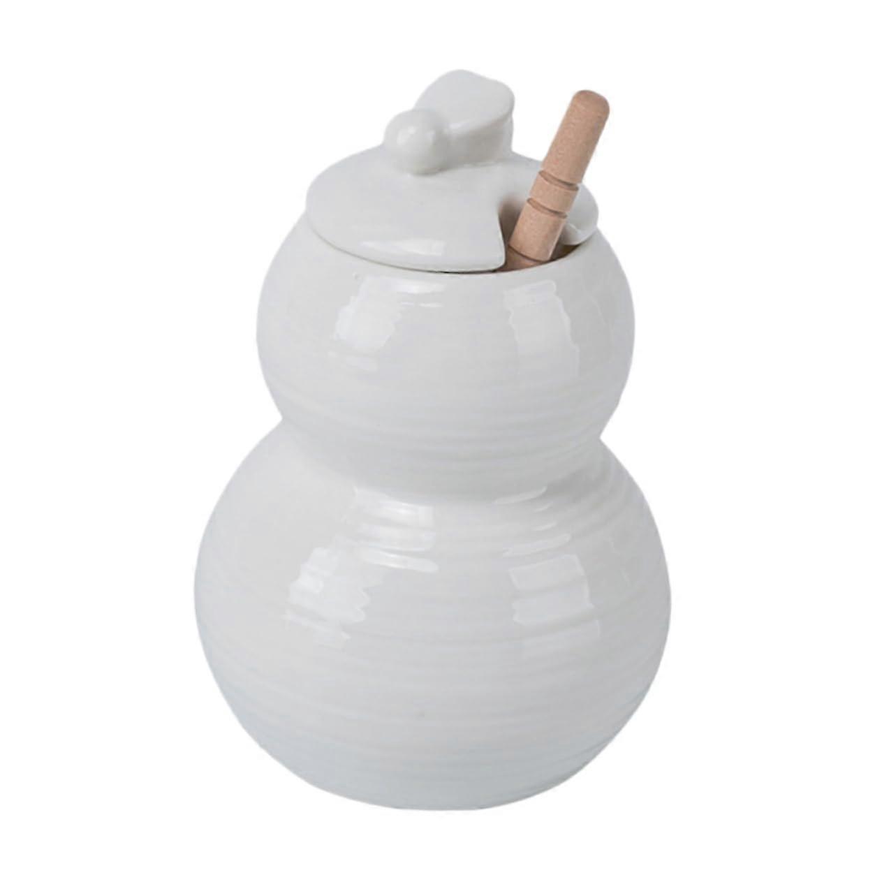 Ceramic Honey Jar with Lid and Dipper, Decorative Honey Storage Container for Kitchen