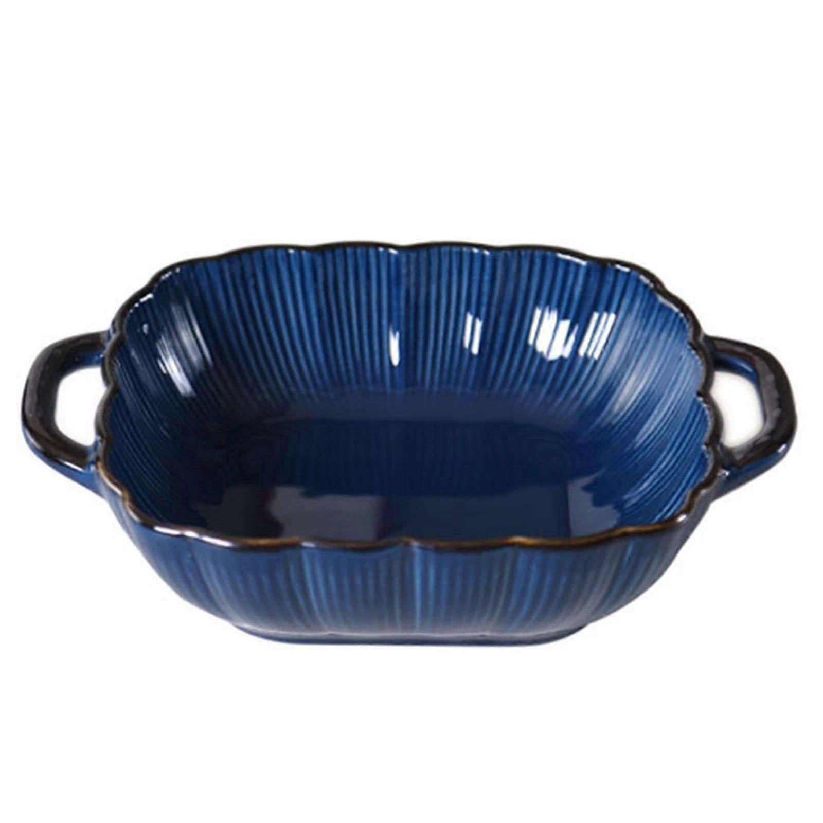 Small Ceramic Baking Dish Lasagna Pan with Handles, Oven and Microwave Safe, Blue