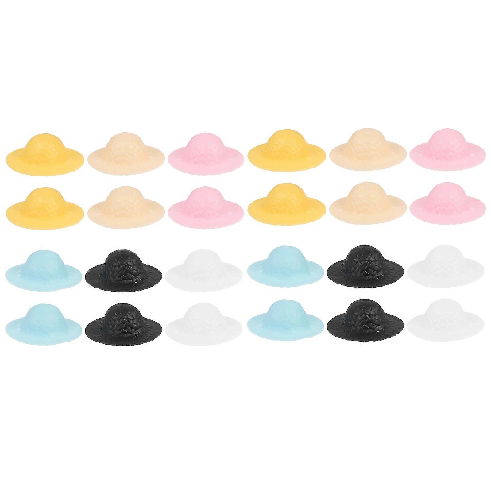 Mini Simulation Straw Hats DIY Doll Hats for Decoration 24Pcs