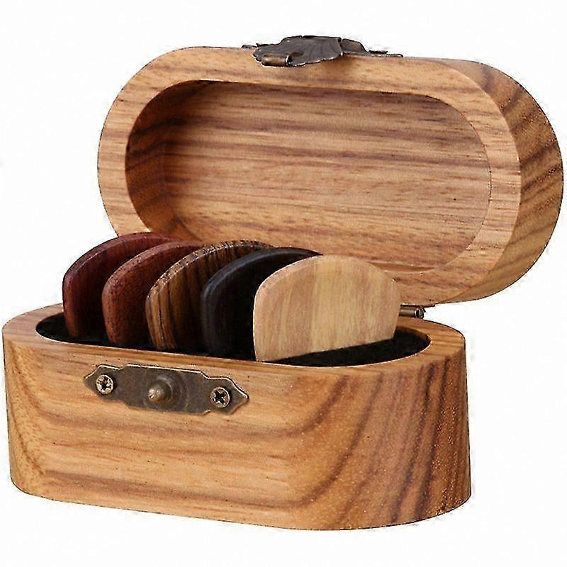 Wooden Guitar Pick Holder Display Case with Mini Pick Box