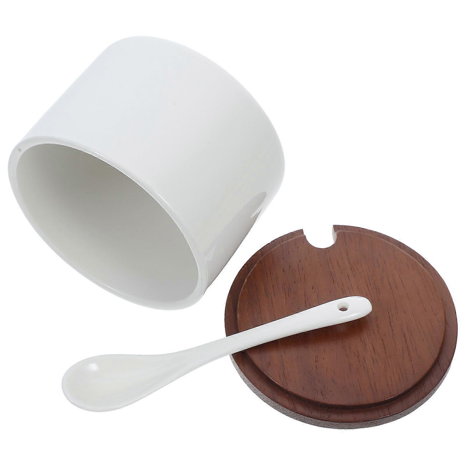 Assorted Color Ceramic Seasoning Jar for Storage with Spoon Included