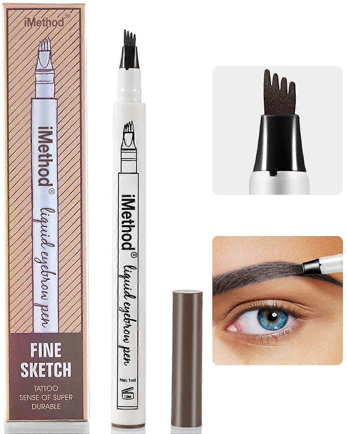 Eyebrow Pencil 2 Pack Dark Brown, Microblading Eyebrow Pen with Precision Fork Tip for Natural AllDay Brows