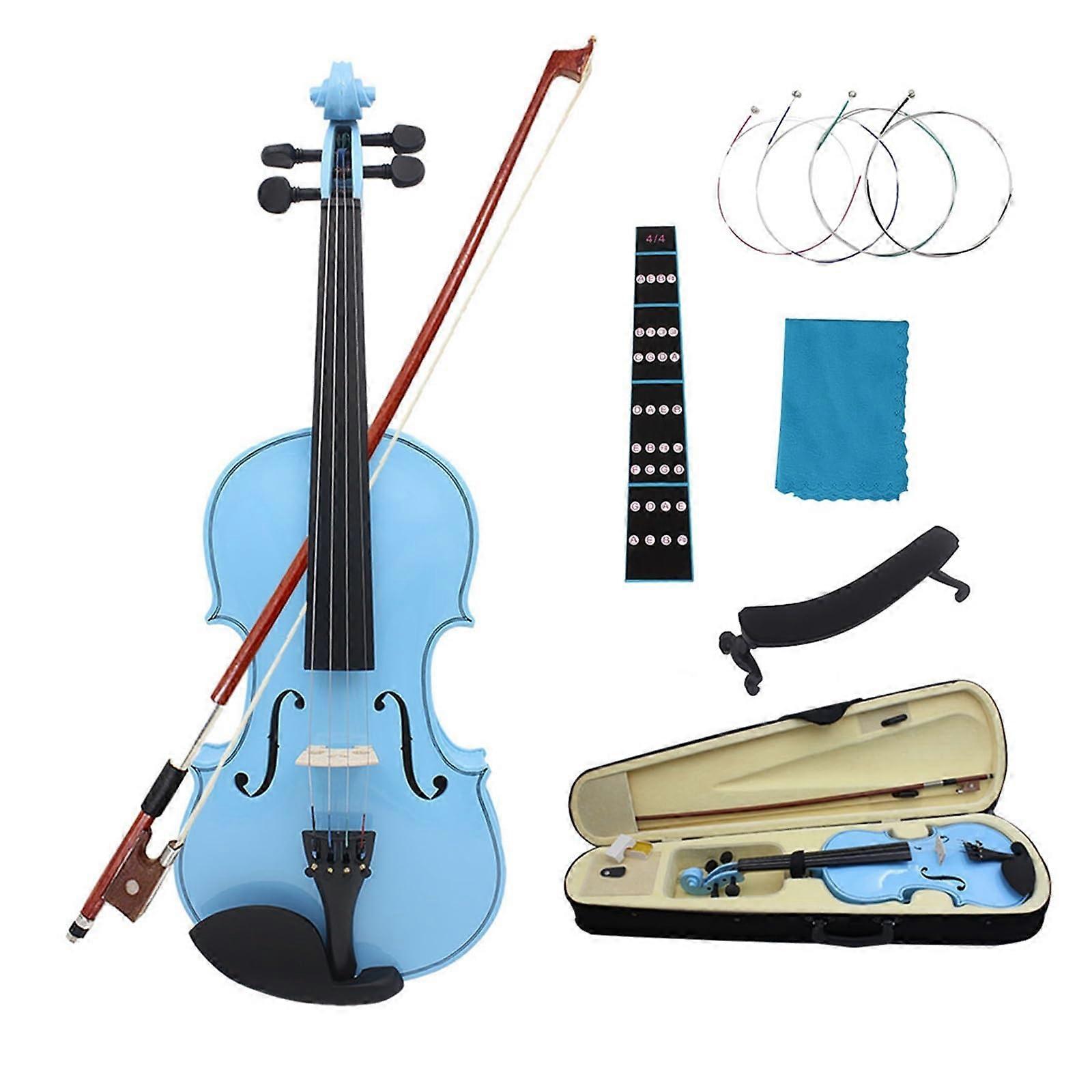 4/4 Full Size Beginner Violin Set Blue for Students Adults with Case and Accessories