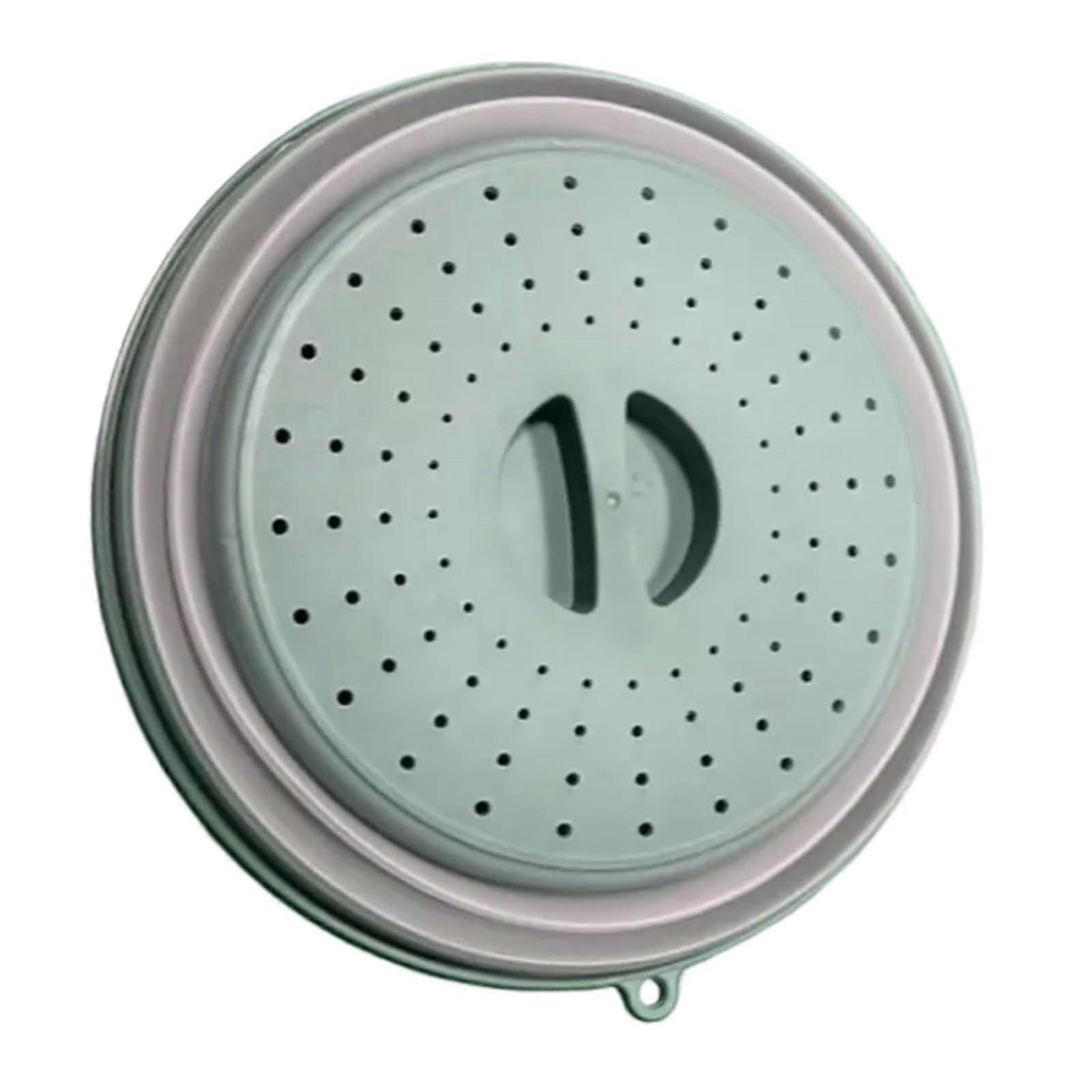 Microwave Splatter Cover Silicone Foldable OilProof Cooking Lid with Hook Blue