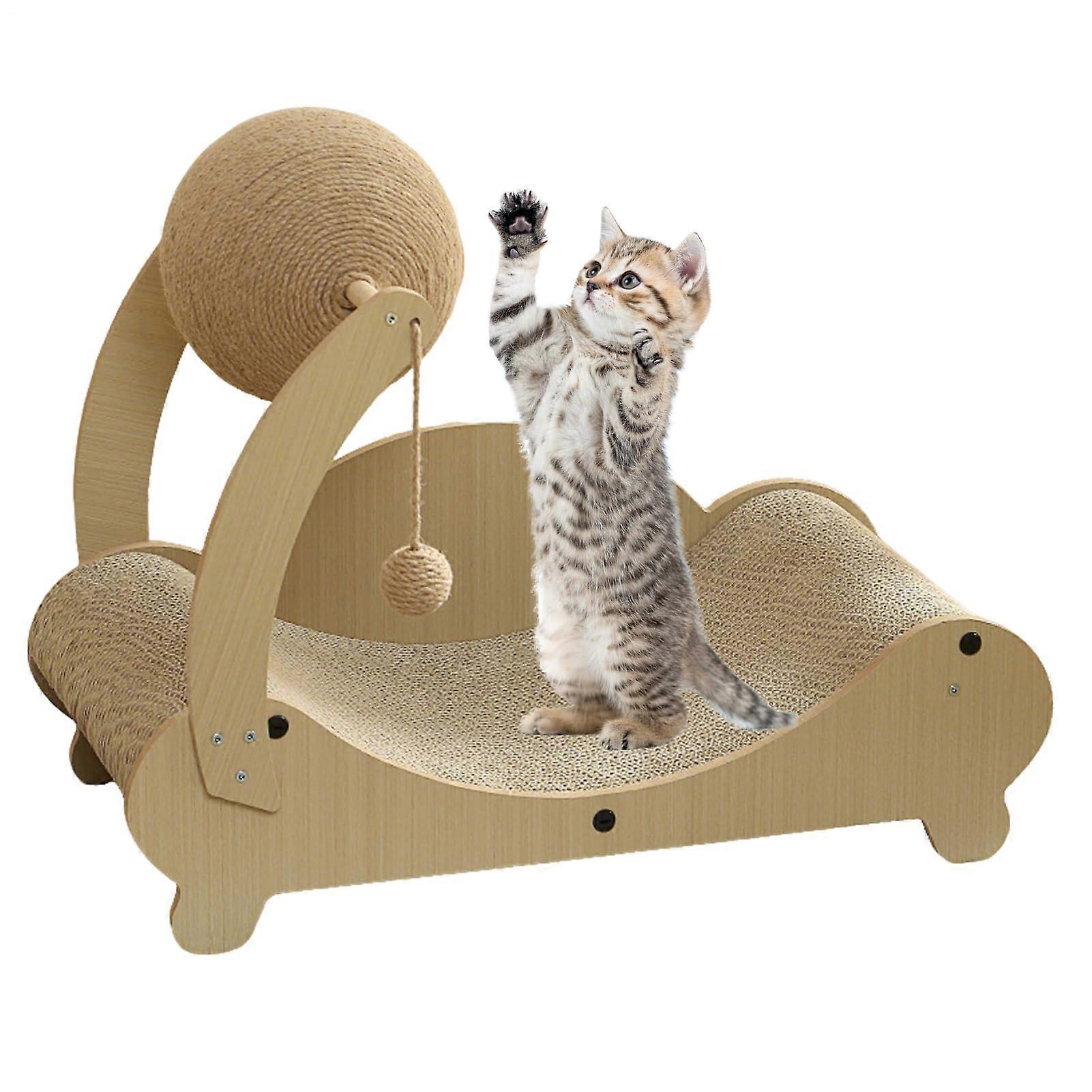 Multifunctional Cat Scratching Post with Sofa Bed and Toy Ball for SpaceSaving Kitten Play