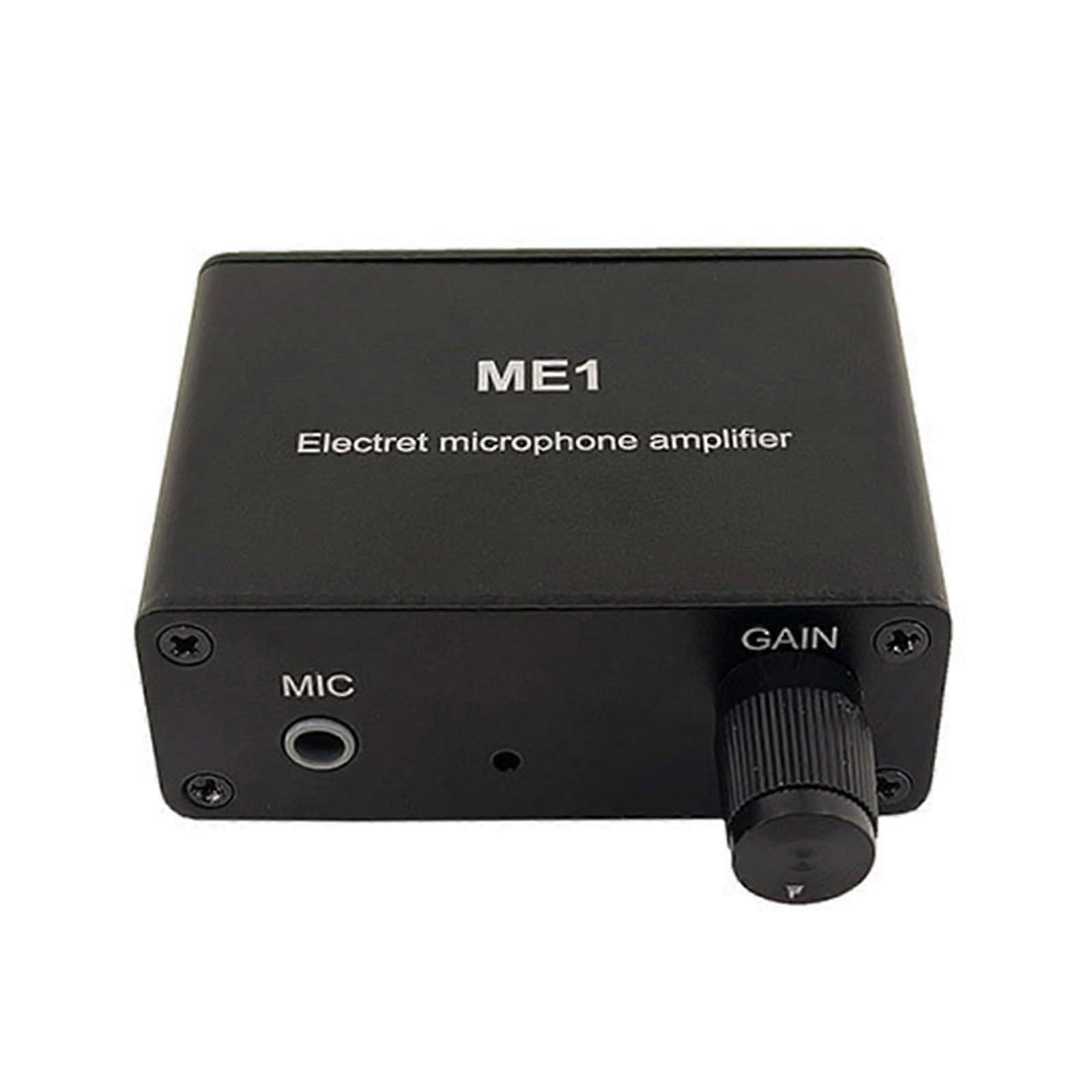 ME1 Portable Microphone Amplifier with Adjustable Gain, 3 Outputs, 3.5mm Input, Rechargeable Battery