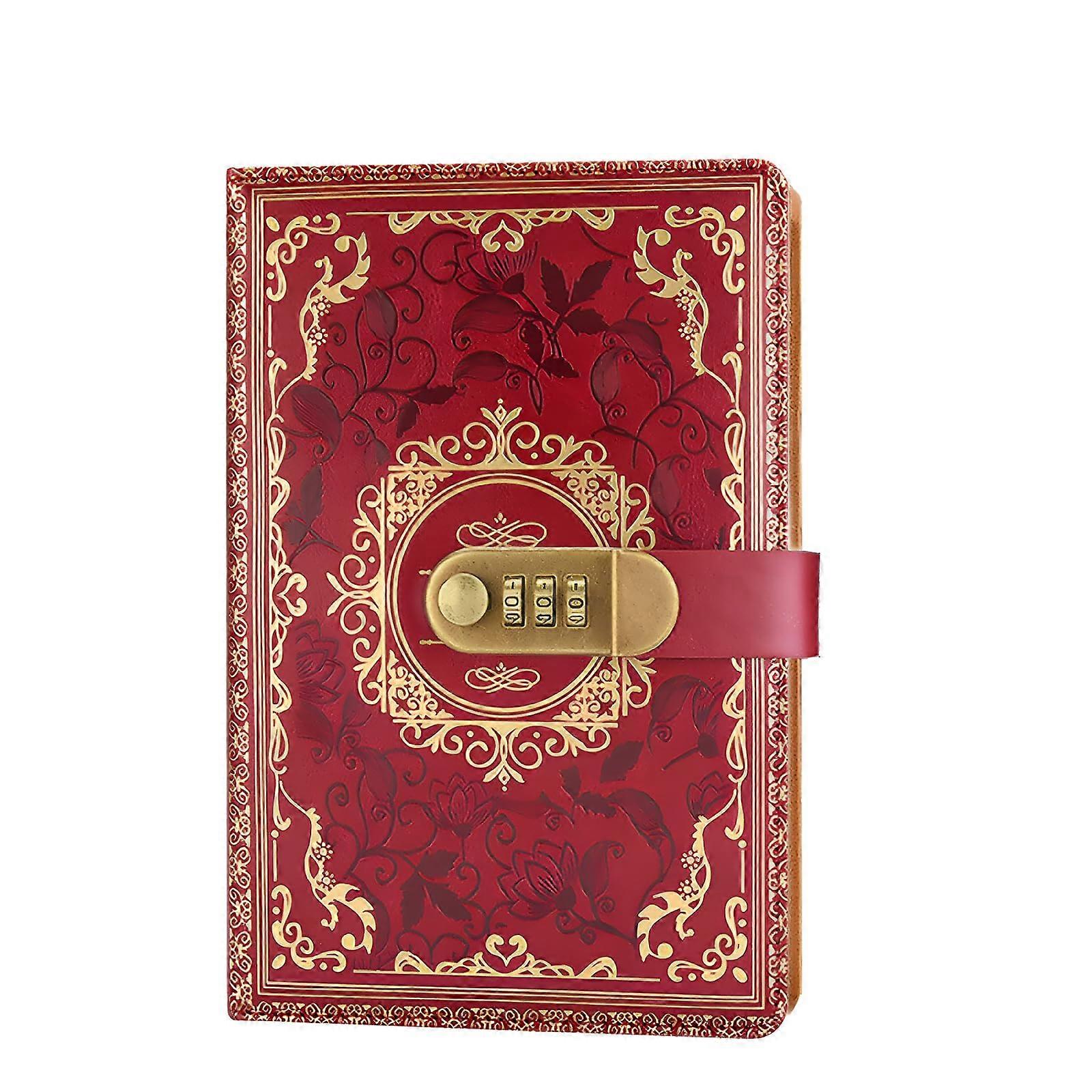 Vintage Password Notebook with Lock B6 Red Diary for Private Notes and Changeable Code