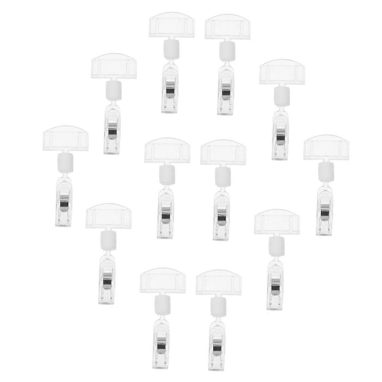 16PCS  Tag Holder Clips Adjustable Transparent Sign Display for Retail and Office