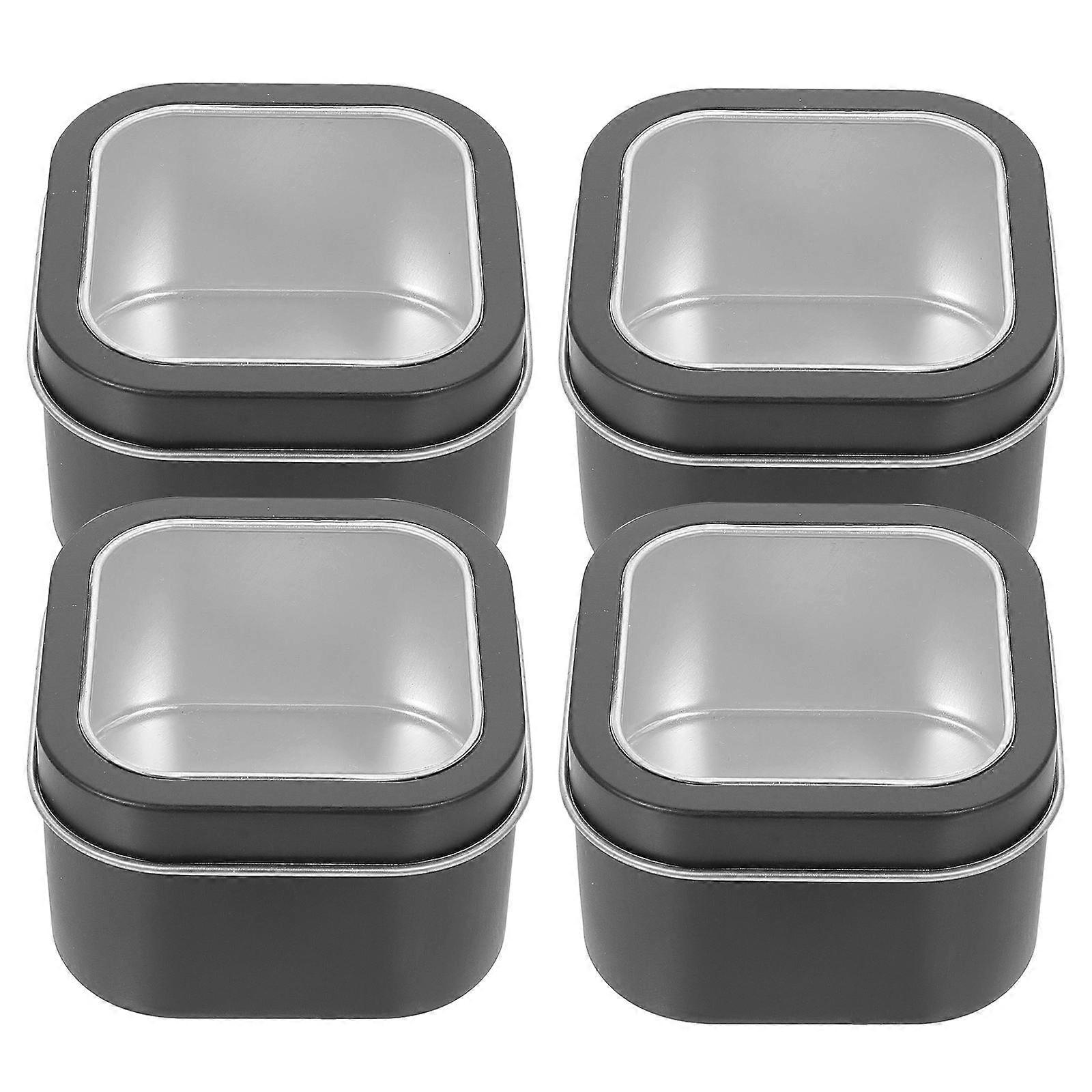 Square Tinplate Containers for Candle Making Gift Storage 4Pcs
