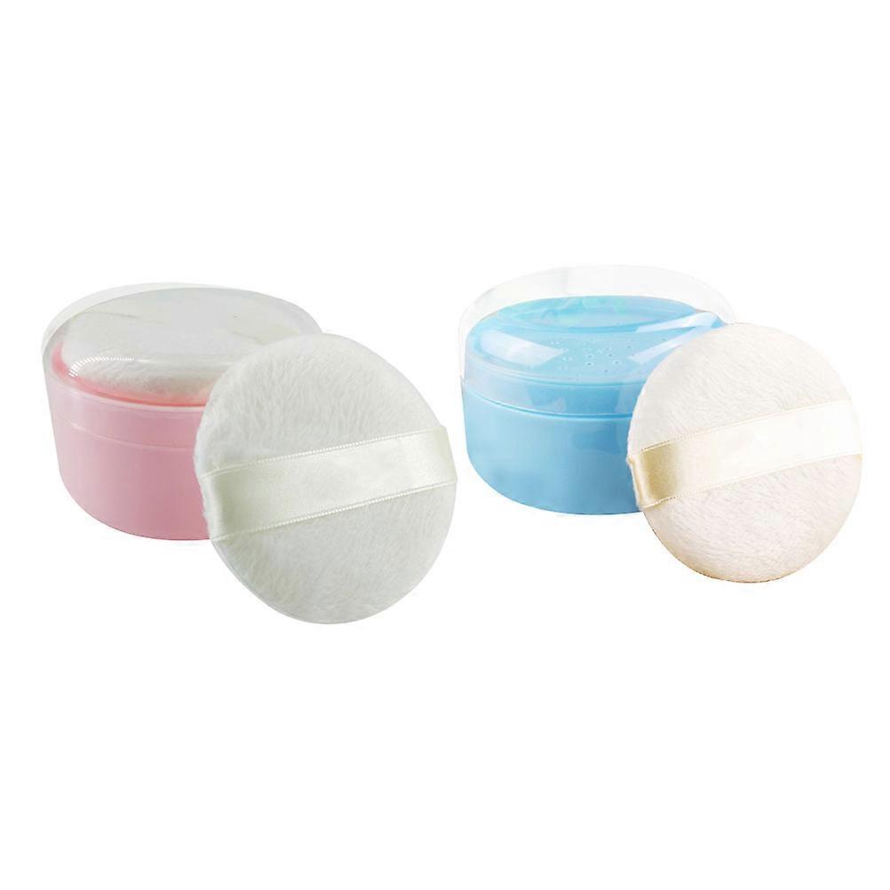 Box Creative Storage Container for Storage 2Pcs Powder Puff Boxes