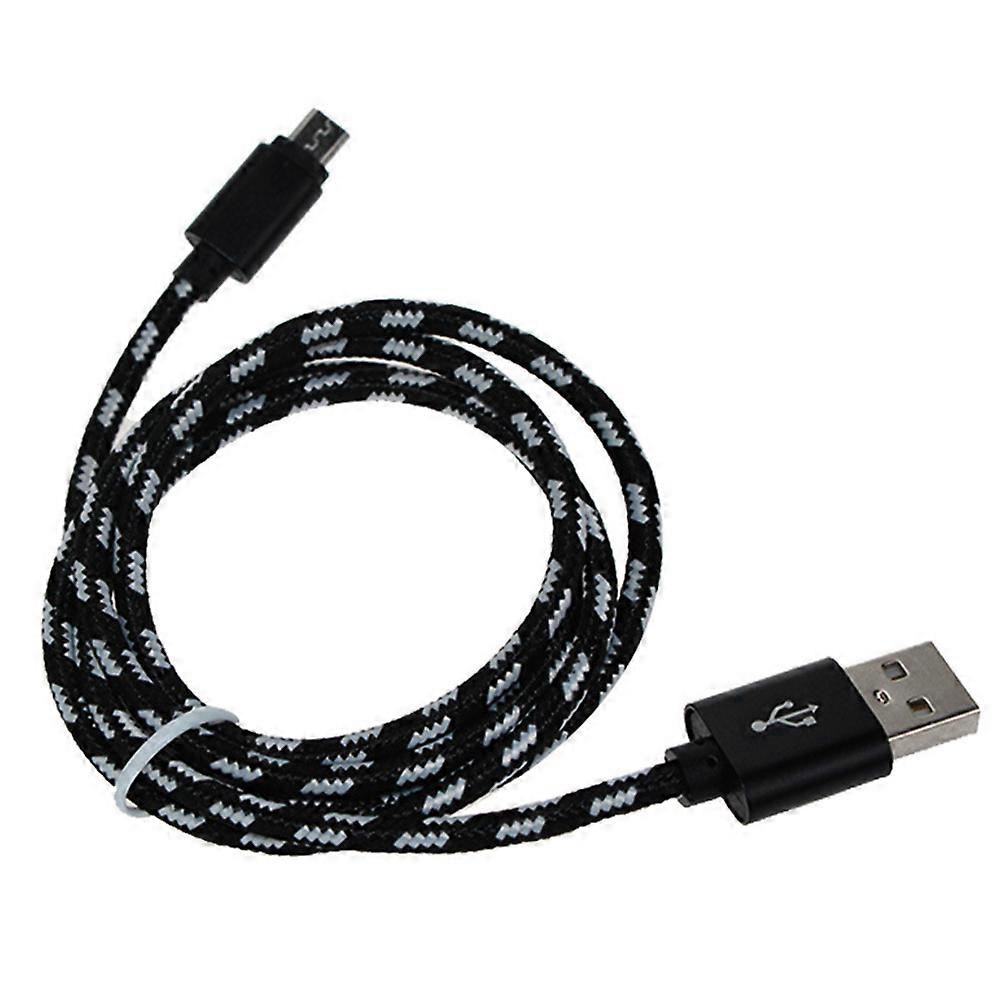 Micro USB Charger Cable for 2Pcs Nylon Braided Black