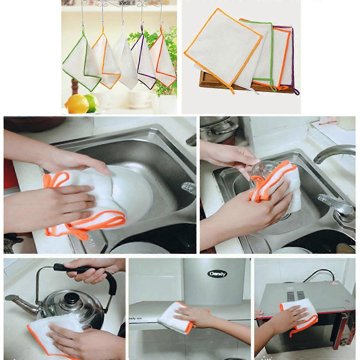 Dish Cleaning Cloth Microfiber for Kitchen Use White Double Thicken Towel