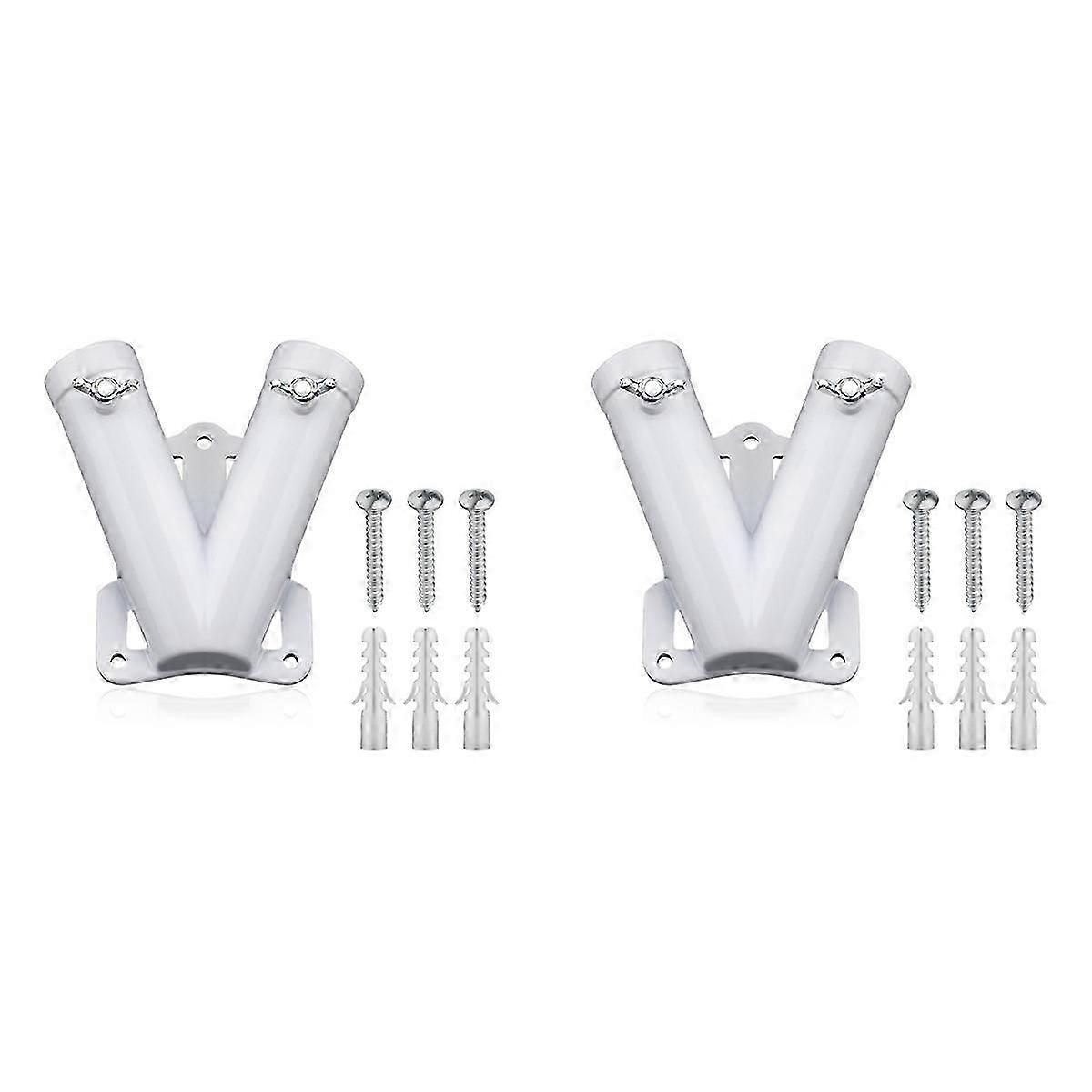 Double Flagpole Bracket Holder, V-Shaped Wall Mount Bracket for Flagpoles