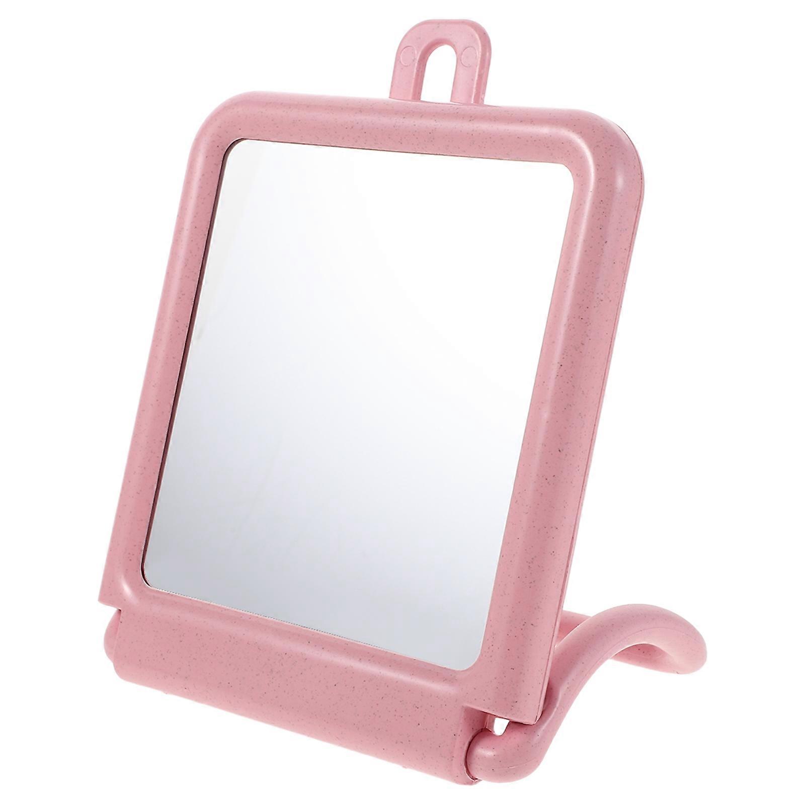 Pink Makeup Mirror Small Rectangle Foldable Mirror with Stand