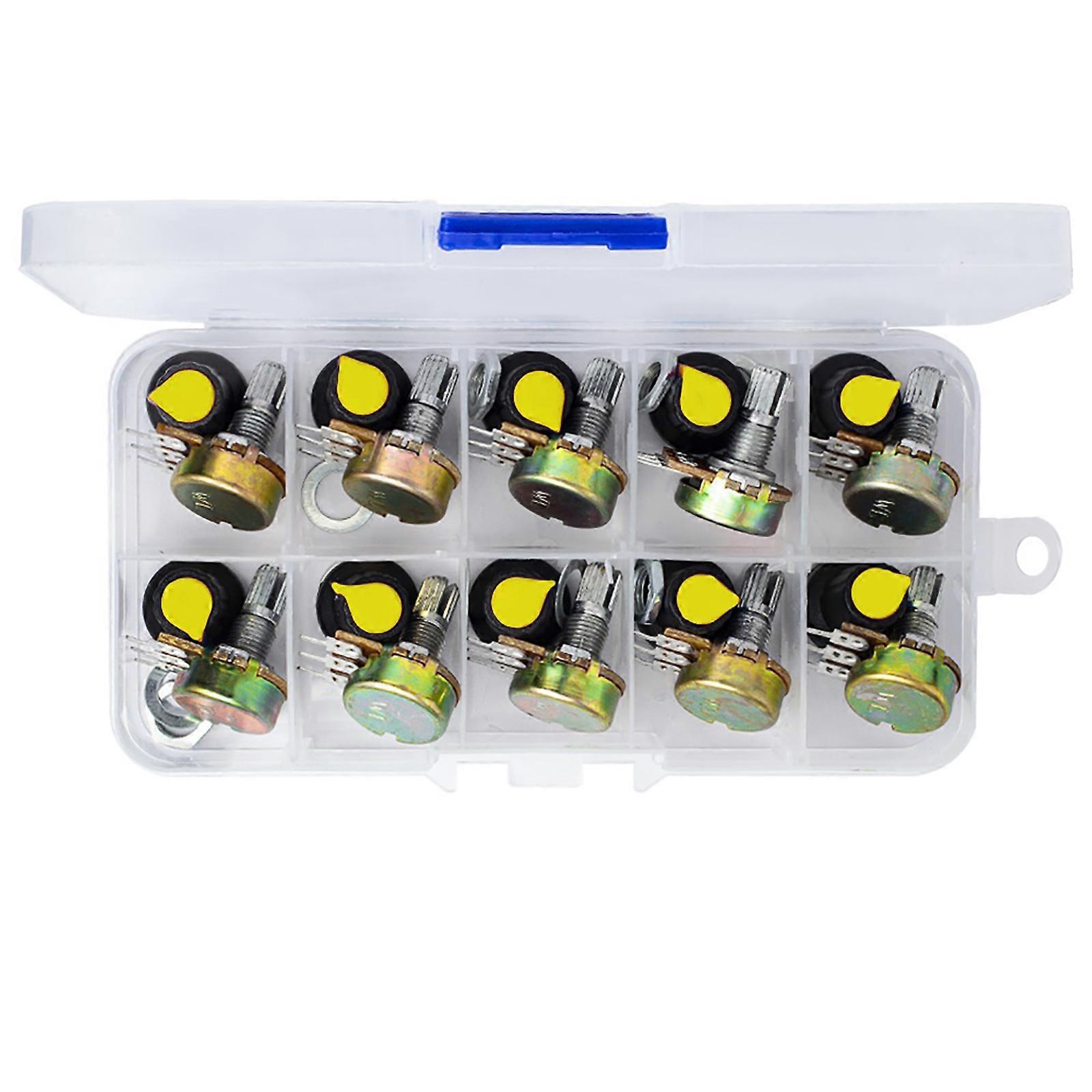 Compactly WH148 Potentiometer Kit with Rotary Knobs Cap For Precise Voltages Regulation In Multiple Electronic Systems  Yellow