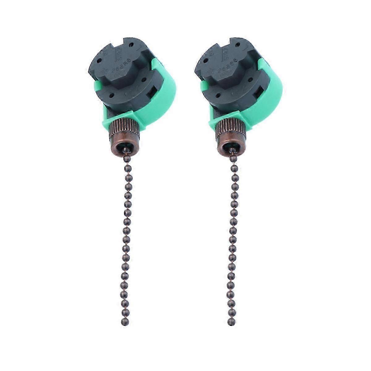 Adjustable Ceiling Fan Pull Chain Regulator with 3 Speeds 2Pcs Brown Set