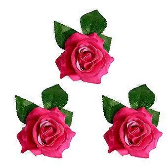 Rose Hair Decoration Flower Hairpin for Decoration 3Pcs Light Red Accessory
